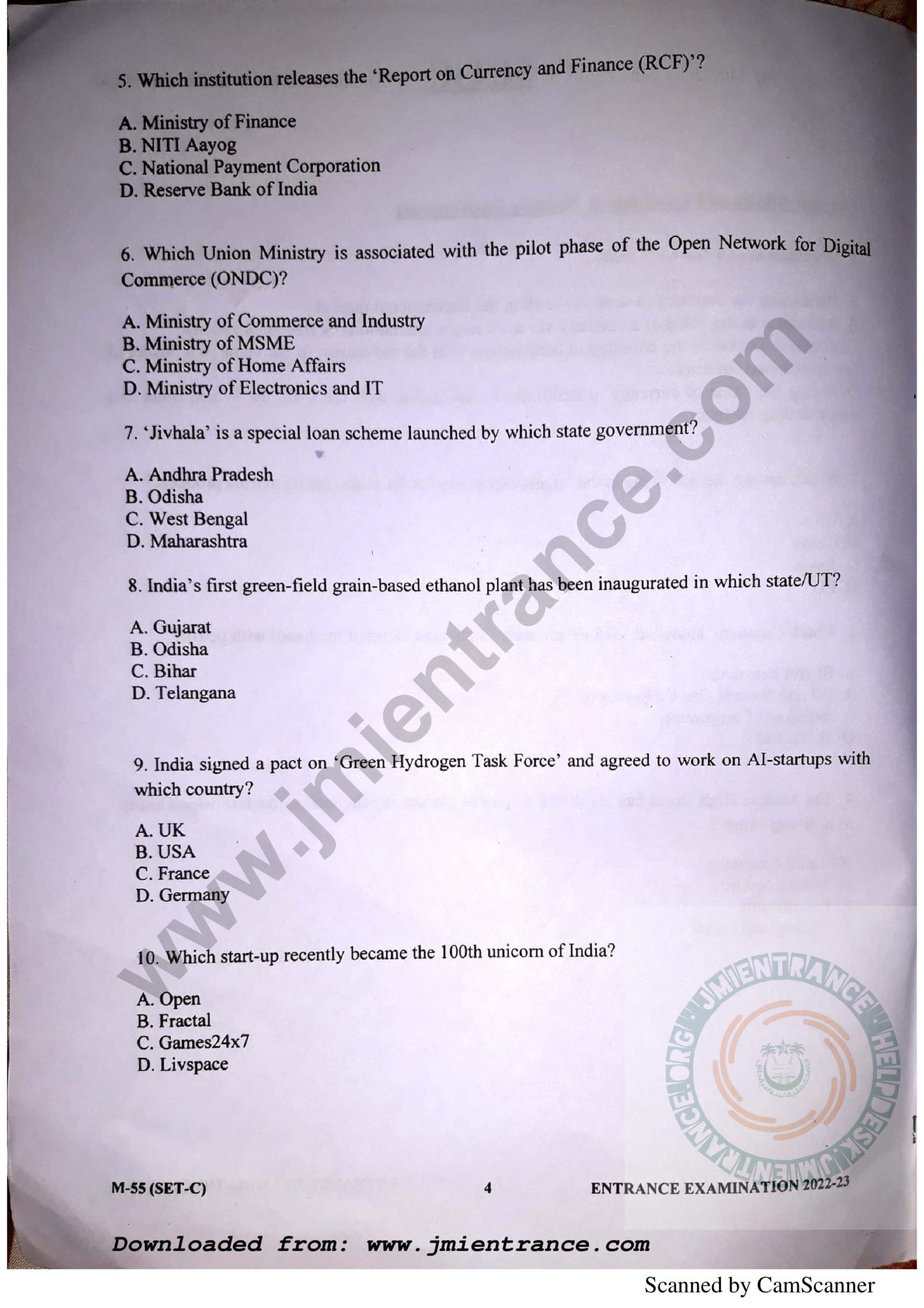 Jamia MBA Last 10 Years Entrance Question Paper [PYQ PDF]